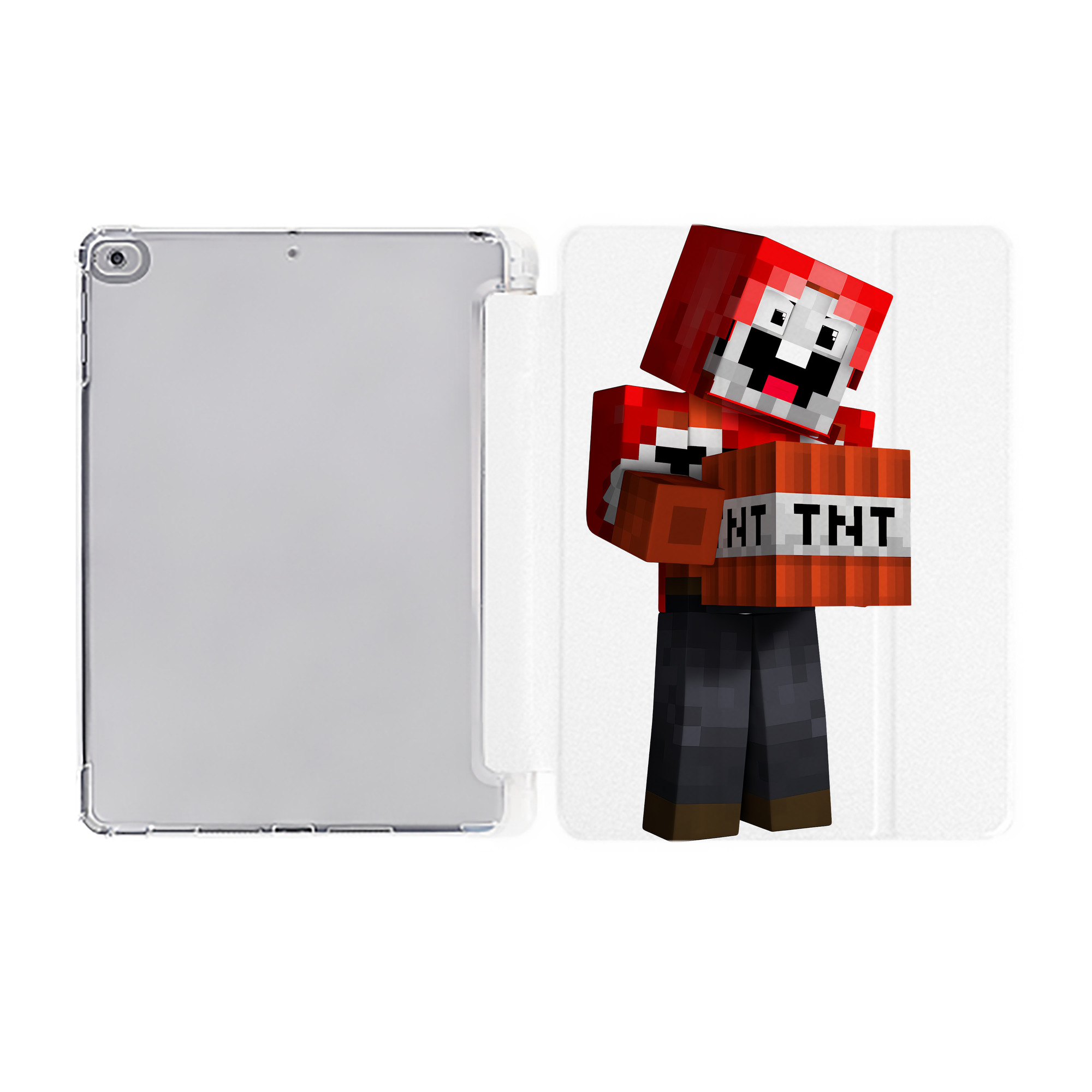 （画像用） マインクラフト ブロックの世界 Minecraft MC Block world IPad ケース ペン収納付き 三つ折りスタンド PUレザー×シリコン 対応機種9.5/10.5/10.9インチ